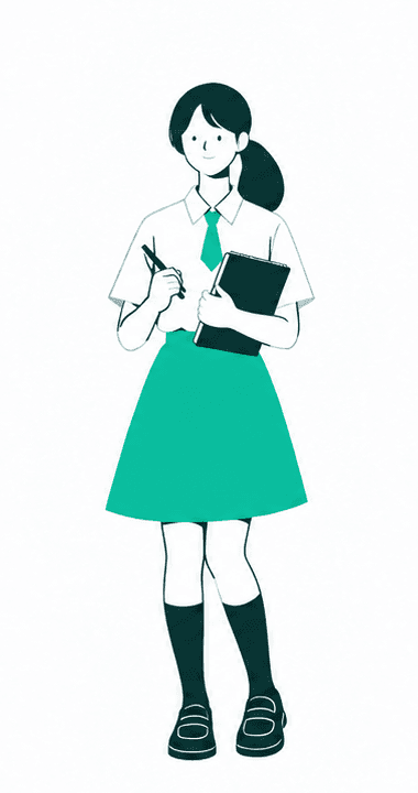 ノートとペンを持つ高校生のイラスト